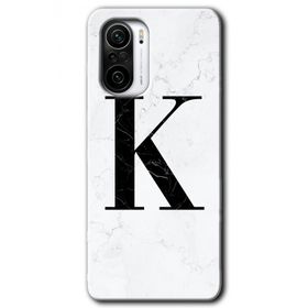 Xiaomi Redmi K40 Pro Beyaz Mermer Desenli K Harfi Baskılı Uyumlu Silikon Kılıf