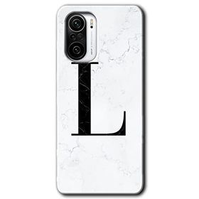 Xiaomi Redmi K40 Pro Beyaz Mermer Desenli L Harfi Baskılı Uyumlu Silikon Kılıf