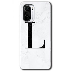 Xiaomi Redmi K40 Pro Beyaz Mermer Desenli L Harfi Baskılı Uyumlu Silikon Kılıf