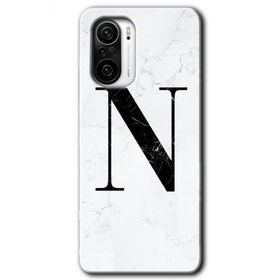 Xiaomi Redmi K40 Pro Beyaz Mermer Desenli N Harfi Baskılı Uyumlu Silikon Kılıf