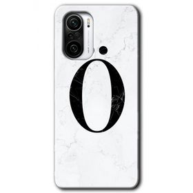 Xiaomi Redmi K40 Pro Beyaz Mermer Desenli O Harfi Baskılı Uyumlu Silikon Kılıf