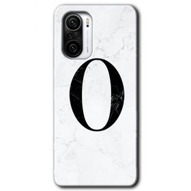 Xiaomi Redmi K40 Pro Beyaz Mermer Desenli O Harfi Baskılı Uyumlu Silikon Kılıf