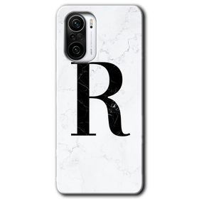 Xiaomi Redmi K40 Pro Beyaz Mermer Desenli R Harfi Baskılı Uyumlu Silikon Kılıf
