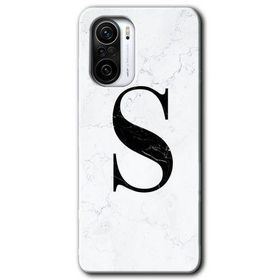 Xiaomi Redmi K40 Pro Beyaz Mermer Desenli S Harfi Baskılı Uyumlu Silikon Kılıf
