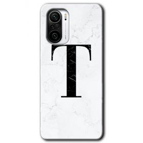 Xiaomi Redmi K40 Pro Beyaz Mermer Desenli T Harfi Baskılı Uyumlu Silikon Kılıf