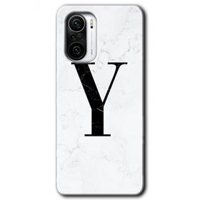 Xiaomi Redmi K40 Pro Beyaz Mermer Desenli Y Harfi Baskılı Uyumlu Silikon Kılıf