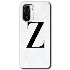 Xiaomi Redmi K40 Pro Beyaz Mermer Desenli Z Harfi Baskılı Uyumlu Silikon Kılıf