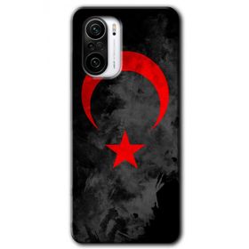 Xiaomi Redmi K40 Pro Black Ayyıldız Baskılı Uyumlu Silikon Kılıf
