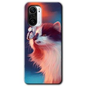 Xiaomi Redmi K40 Pro Cat Butterfly Baskılı Uyumlu Silikon Kılıf