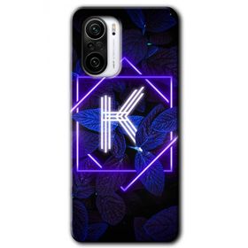 Xiaomi Redmi K40 Pro Dark Neon Yaprak K Harfi Baskılı Uyumlu Silikon Kılıf