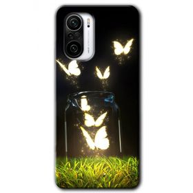 Xiaomi Redmi K40 Pro Işıklı Kelebekler Baskılı Uyumlu Silikon Kılıf