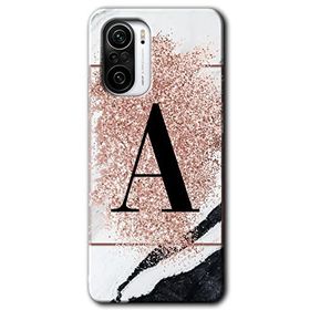 Xiaomi Redmi K40 Pro Pembe Mermer Desenli A Harfi Baskılı Uyumlu Silikon Kılıf