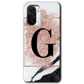 Xiaomi Redmi K40 Pro Pembe Mermer Desenli G Harfi Baskılı Uyumlu Silikon Kılıf