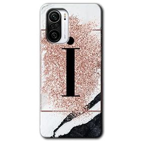 Xiaomi Redmi K40 Pro Pembe Mermer Desenli I Harfi Baskılı Uyumlu Silikon Kılıf