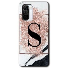 Xiaomi Redmi K40 Pro Pembe Mermer Desenli Ş Harfi Baskılı Uyumlu Silikon Kılıf