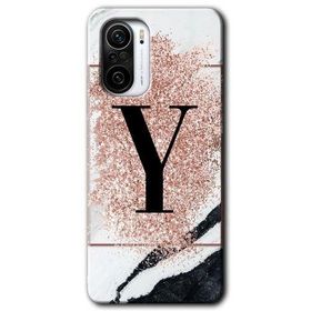 Xiaomi Redmi K40 Pro Pembe Mermer Desenli Y Harfi Baskılı Uyumlu Silikon Kılıf