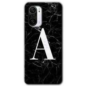 Xiaomi Redmi K40 Pro Siyah Mermer Desenli A Harfi Baskılı Uyumlu Silikon Kılıf
