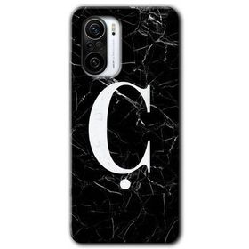 Xiaomi Redmi K40 Pro Siyah Mermer Desenli Ç Harfi Baskılı Uyumlu Silikon Kılıf