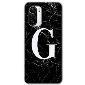 Xiaomi Redmi K40 Pro Siyah Mermer Desenli G Harfi Baskılı Uyumlu Silikon Kılıf