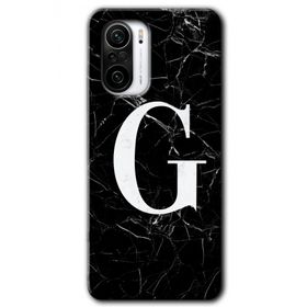 Xiaomi Redmi K40 Pro Siyah Mermer Desenli G Harfi Baskılı Uyumlu Silikon Kılıf
