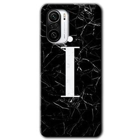 Xiaomi Redmi K40 Pro Siyah Mermer Desenli İ Harfi Baskılı Uyumlu Silikon Kılıf