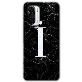 Xiaomi Redmi K40 Pro Siyah Mermer Desenli İ Harfi Baskılı Uyumlu Silikon Kılıf
