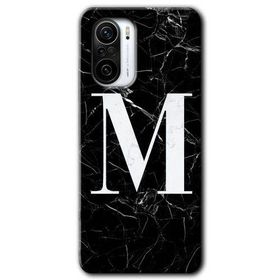 Xiaomi Redmi K40 Pro Siyah Mermer Desenli M Harfi Baskılı Uyumlu Silikon Kılıf