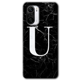 Xiaomi Redmi K40 Pro Siyah Mermer Desenli U Harfi Baskılı Uyumlu Silikon Kılıf