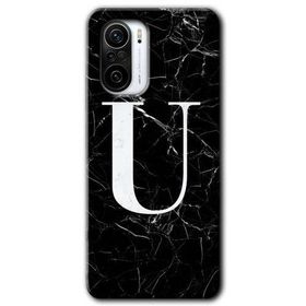Xiaomi Redmi K40 Pro Siyah Mermer Desenli U Harfi Baskılı Uyumlu Silikon Kılıf