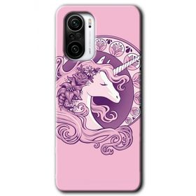 Xiaomi Redmi K40 Pro Unicorn Pembe Baskılı Uyumlu Silikon Kılıf