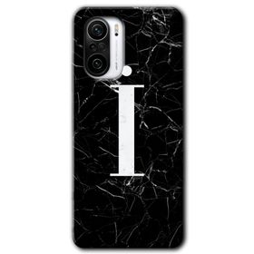 Xiaomi Redmi K40 Siyah Mermer Desenli İ Harfi Baskılı Uyumlu Silikon Kılıf