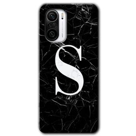 Xiaomi Redmi K40 Siyah Mermer Desenli Ş Harfi Baskılı Uyumlu Silikon Kılıf