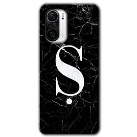Xiaomi Redmi K40 Siyah Mermer Desenli Ş Harfi Baskılı Uyumlu Silikon Kılıf