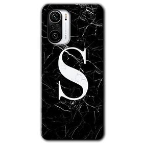 Xiaomi Redmi K40 Siyah Mermer Desenli Ş Harfi Baskılı Uyumlu Silikon Kılıf
