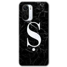Xiaomi Redmi K40 Siyah Mermer Desenli Ş Harfi Baskılı Uyumlu Silikon Kılıf