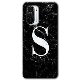 Xiaomi Redmi K40 Siyah Mermer Desenli Ş Harfi Baskılı Uyumlu Silikon Kılıf