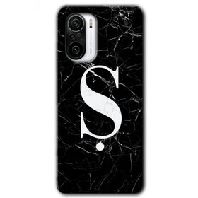 Xiaomi Redmi K40 Siyah Mermer Desenli Ş Harfi Baskılı Uyumlu Silikon Kılıf