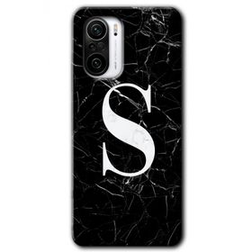 Xiaomi Redmi K40 Siyah Mermer Desenli Ş Harfi Baskılı Uyumlu Silikon Kılıf