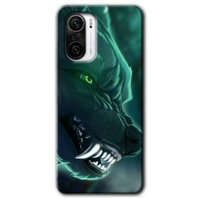 Xiaomi Redmi K40 Yeşil Kurt Baskılı Uyumlu Silikon Kılıf