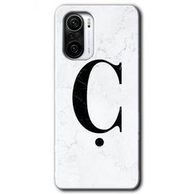 Xiaomi Redmi Mi 11I Beyaz Mermer Desenli C Harfi Baskılı Uyumlu Silikon Kılıf