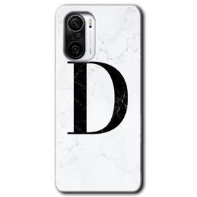 Xiaomi Redmi Mi 11I Beyaz Mermer Desenli D Harfi Baskılı Uyumlu Silikon Kılıf