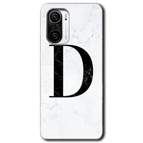 Xiaomi Redmi Mi 11I Beyaz Mermer Desenli D Harfi Baskılı Uyumlu Silikon Kılıf