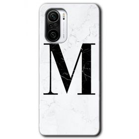 Xiaomi Redmi Mi 11I Beyaz Mermer Desenli M Harfi Baskılı Uyumlu Silikon Kılıf