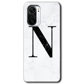 Xiaomi Redmi Mi 11I Beyaz Mermer Desenli N Harfi Baskılı Uyumlu Silikon Kılıf