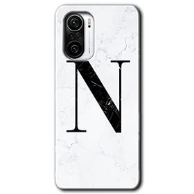 Xiaomi Redmi Mi 11I Beyaz Mermer Desenli N Harfi Baskılı Uyumlu Silikon Kılıf