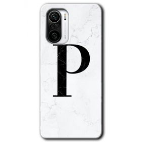 Xiaomi Redmi Mi 11I Beyaz Mermer Desenli P Harfi Baskılı Uyumlu Silikon Kılıf