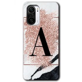 Xiaomi Redmi Mi 11I Pembe Mermer Desenli A Harfi Baskılı Uyumlu Silikon Kılıf
