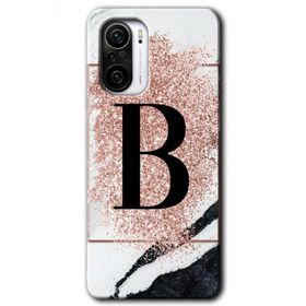 Xiaomi Redmi Mi 11I Pembe Mermer Desenli B Harfi Baskılı Uyumlu Silikon Kılıf
