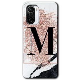 Xiaomi Redmi Mi 11I Pembe Mermer Desenli M Harfi Baskılı Uyumlu Silikon Kılıf