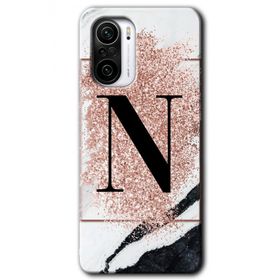 Xiaomi Redmi Mi 11I Pembe Mermer Desenli N Harfi Baskılı Uyumlu Silikon Kılıf